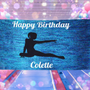 Lona Banderín Personalizado Feliz Cumpleaños Gimnasia