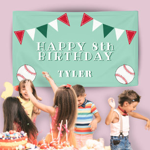 Lona Banderines de béisbol lindos para cumpleaños de ni