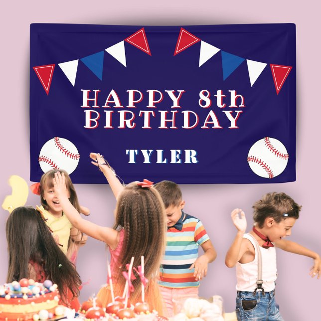 Lona Banderines de béisbol lindos para cumpleaños de ni (Subido por el creador)