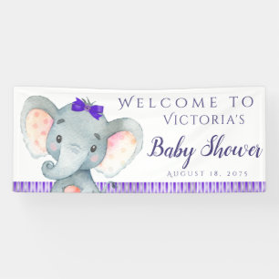 Lona Banderines de Fiesta de Bebé Elefante Morado para 