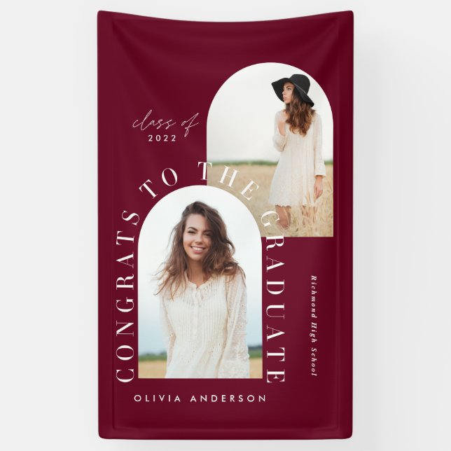 Lona Banne de graduación de arco multifoto geométrico m (Vertical)