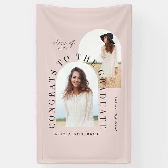 Lona Banne de graduación de arco multifoto geométrico m (Vertical)