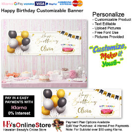 Lona Banner 2 de cumpleaños feliz de personalizable