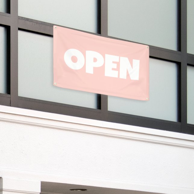 Lona Banner Abierto Rosa Pastel (Edificio exterior)