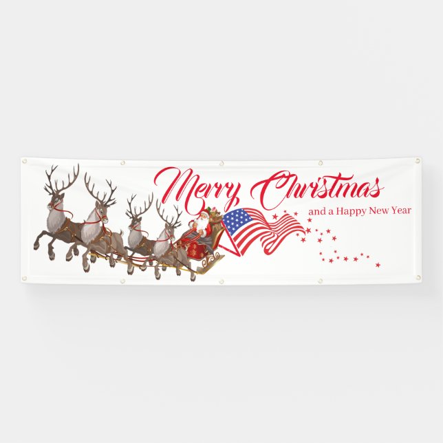 Lona Banner al aire libre Santa Reindeer Navidades de l (Horizontal)