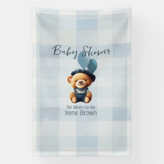 Lona Banner azul de Teddy Bear Jean Baby Shower