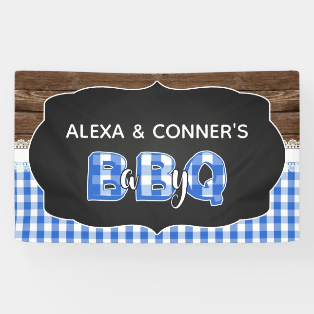 Lona Banner Baby Shower Baby Q - Azul oscuro (Horizontal)