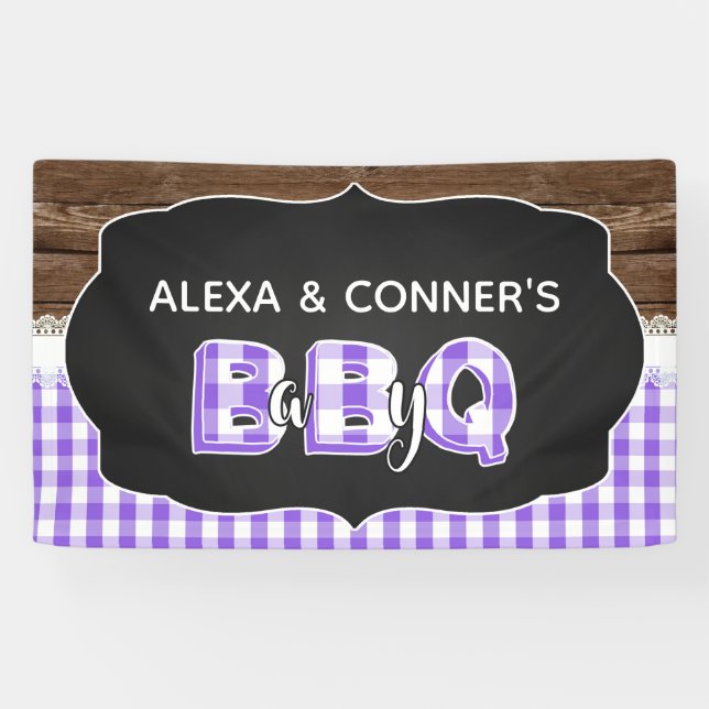 Lona Banner Baby Shower Baby Q - Purple (Horizontal)