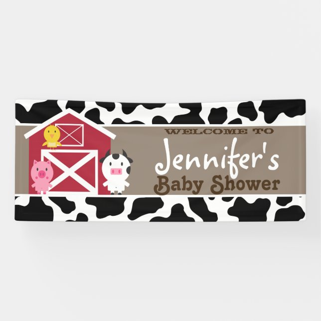 Lona Banner - Baby Shower de animales de granja (Horizontal)