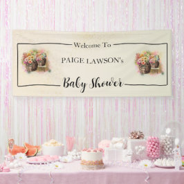 Lona Banner Baby Shower de Barrel de Flor Beige