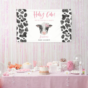 Lona Banner Baby Shower de Chica de vaca bebé