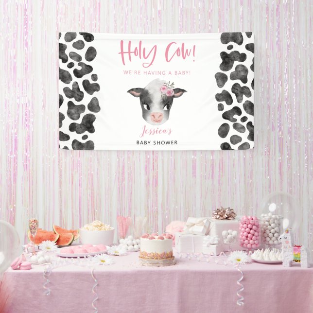 Lona Banner Baby Shower de Chica de vaca bebé (Fiesta)