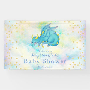 Lona Banner Baby Shower de Fantasy Boys Blue Dragon