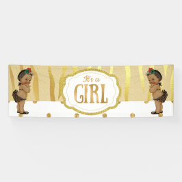 Lona Banner Baby Shower de impresión de cebra dorada