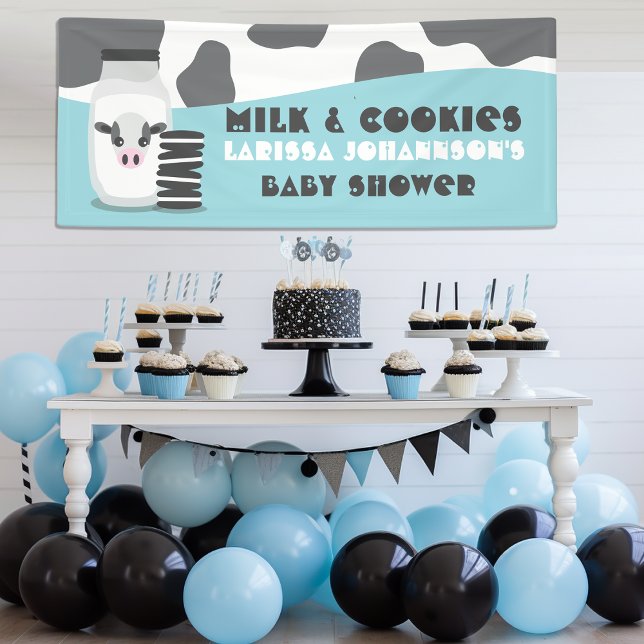Lona Banner Baby Shower de la leche de vaca azul y las  (Subido por el creador)