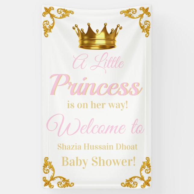 Lona Banner Baby Shower de la princesa real (Vertical)