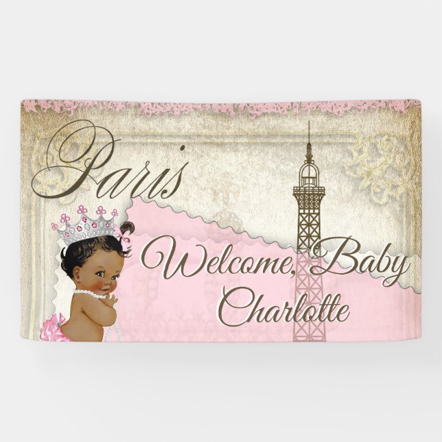 Lona Banner Baby Shower de París (Horizontal)
