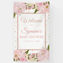 Banner Baby Shower de Personalizado Rosa y Rosa Go