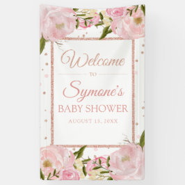 Lona Banner Baby Shower de Personalizado Rosa y Rosa Go