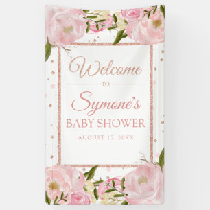 Lona Banner Baby Shower de Personalizado Rosa y Rosa Go