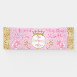 Lona Banner Baby Shower de Princesa Rosa Personalizada