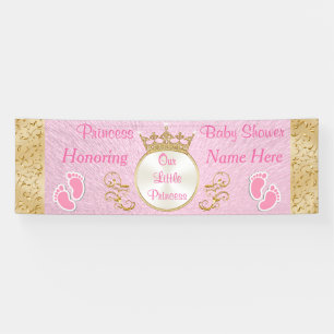 Lona Banner Baby Shower de princesa rosa personalizada