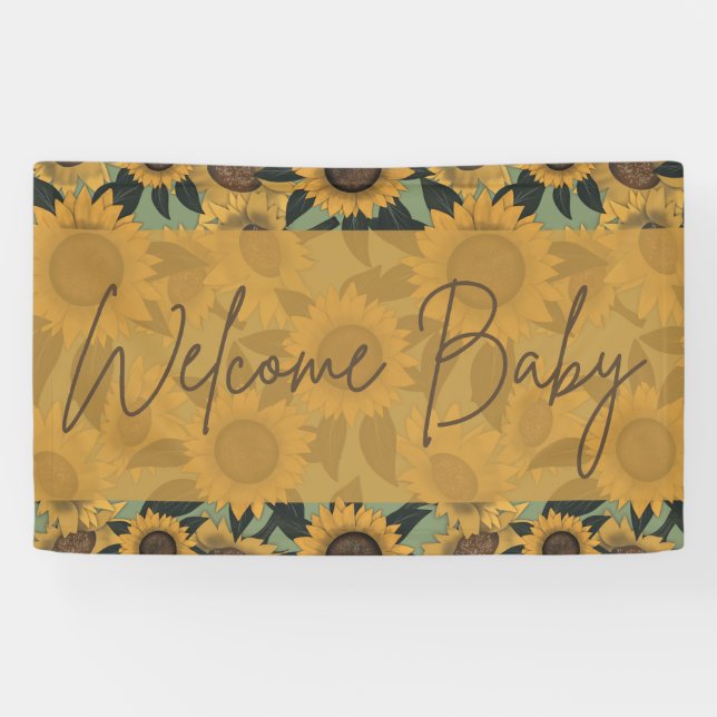 Lona Banner Baby Shower de Sunflower Bloom (Horizontal)