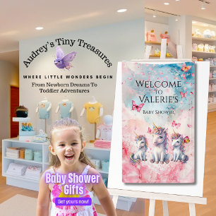 Lona Banner Baby Shower de Unicornio encantado