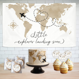 Lona Banner Baby Shower de viajes de Little Explorer