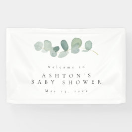 Lona Banner Baby Shower de Watercolor Greenery