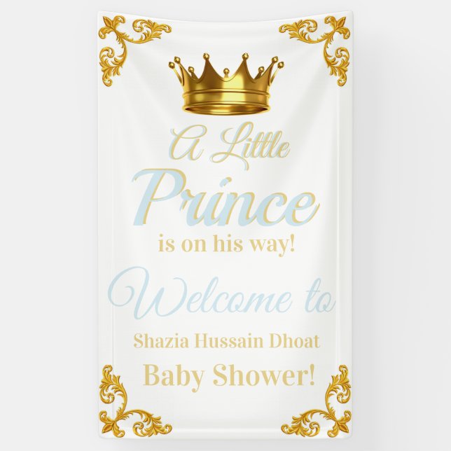 Lona Banner Baby Shower del príncipe real (Vertical)