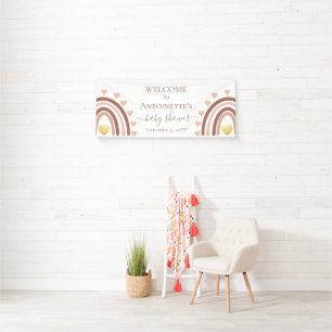 Lona Banner Baby Shower del Rubor Hearts Boho