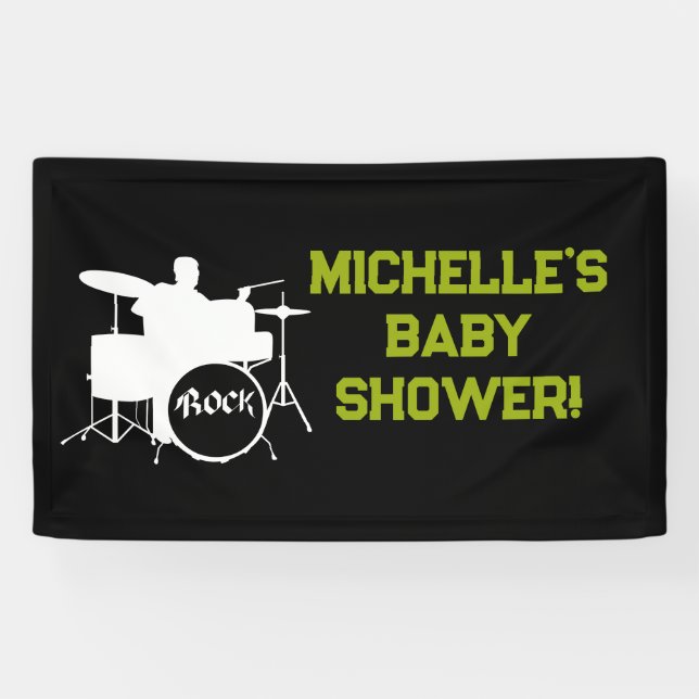 Lona Banner Baby Shower Rock a Bye Rock Star (Horizontal)