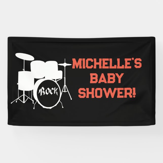 Lona Banner Baby Shower Rock a Bye Rock Star (Horizontal)