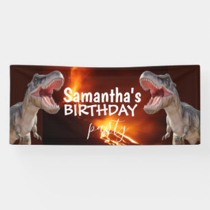 Lona Banner blanco Chica de Dinosaur T Rexs