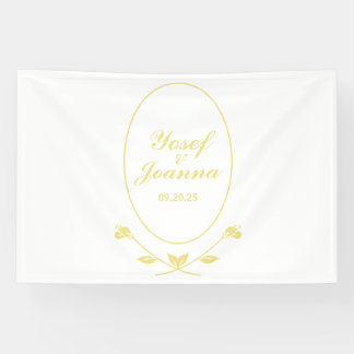 Lona Banner Boda blanco y oro