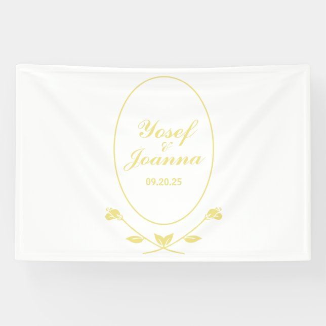 Lona Banner Boda blanco y oro (Horizontal)