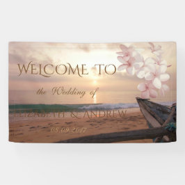 Lona Banner Boda de Beach Sunset Plumeria