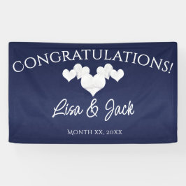 Lona Banner Boda de la Marina Corazón Blanco Elegante