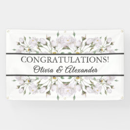 Lona Banner Boda floral elegante de rosas blancas