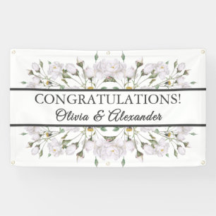 Lona Banner Boda floral elegante de rosas blancas