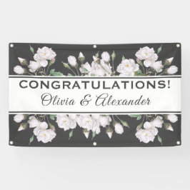 Lona Banner Boda floral elegante de rosas blancas