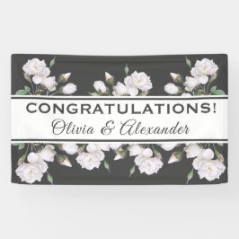 Lona Banner Boda floral elegante de rosas blancas