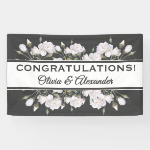 Lona Banner Boda floral elegante de rosas blancas