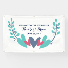 Lona Banner Boda Hearts and Vines