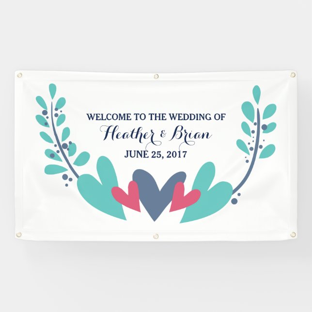 Lona Banner Boda Hearts and Vines (Horizontal)