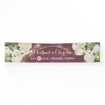Banner boda Hydrangea Flores String Luces Red