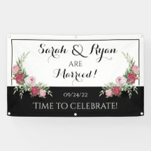 Banner Boda personalizado (Día de) en blanco y neg