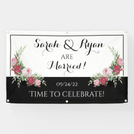 Lona Banner Boda personalizado (Día de) en blanco y neg