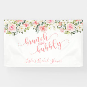 Lona Banner Brunch and Bubbly - Texto rosa